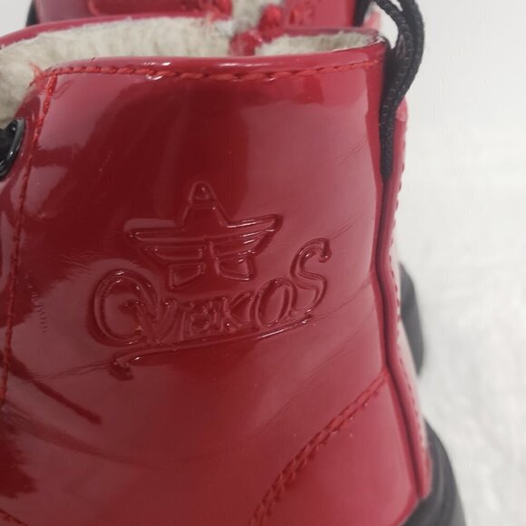 Ovekos Red PU Leath Patent Lace Up Combat Boot NO Size See Measurments - Picture 3 of 14